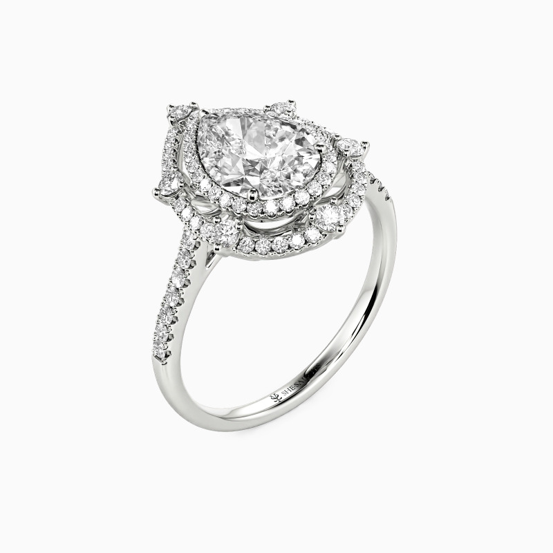 "Addicted To You" Pear Cut Halo Engagement Ring