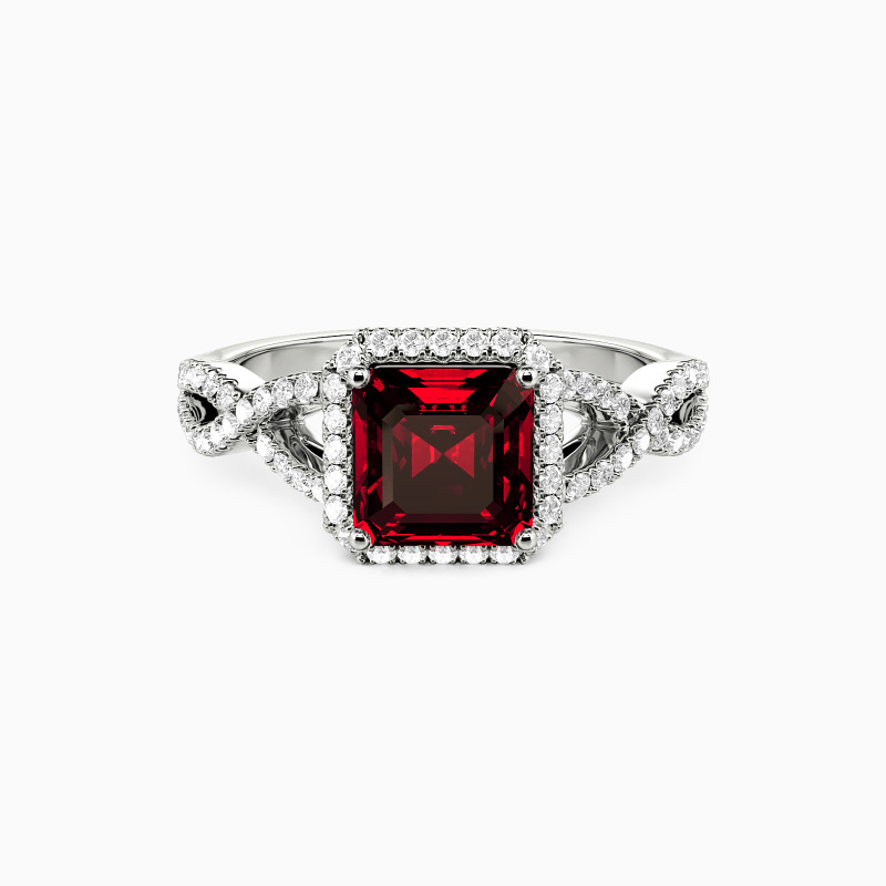 "My Unique Choice" Asscher Cut Halo Engagement Ring