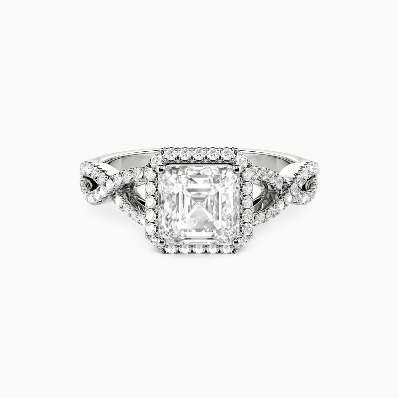 "My Unique Choice" Asscher Cut Halo Engagement Ring