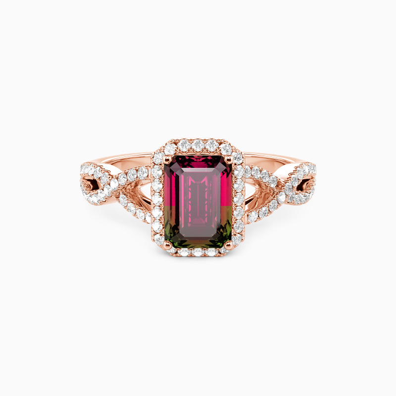 "Eternal Motion" Emerald Cut Halo Engagement Ring