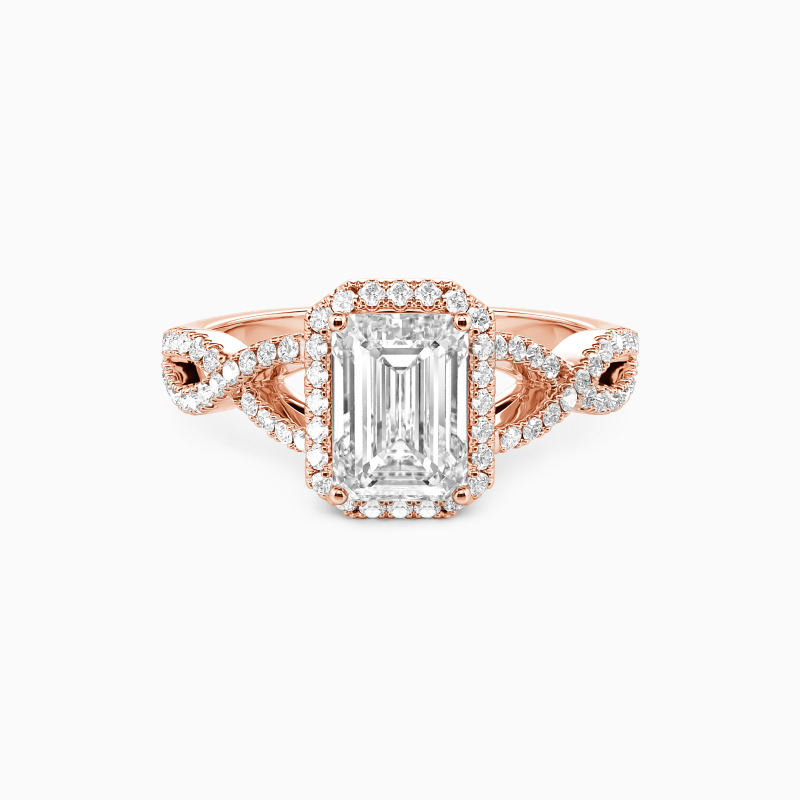 "Eternal Motion" Emerald Cut Halo Engagement Ring