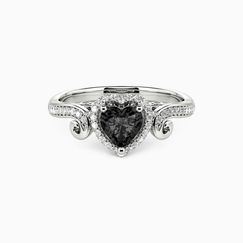 「愛を大切に」 ハートカット ヘイロー婚約指輪 0.5ct