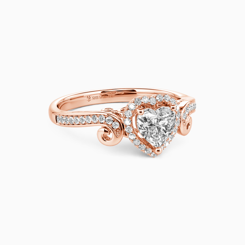 "Cherish Love" Heart Cut Halo Engagement Ring