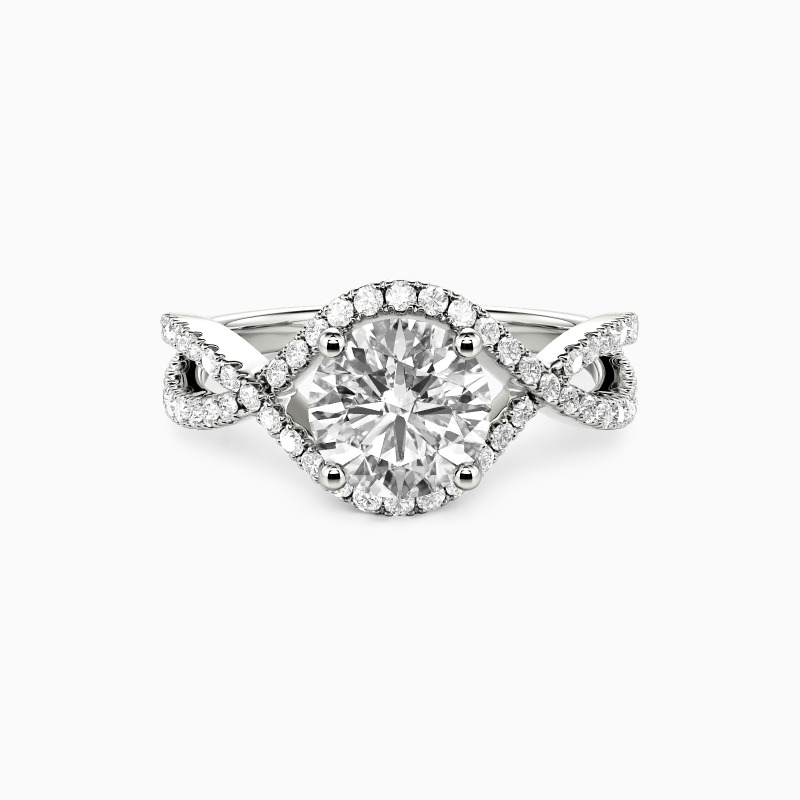 "Vow of Two" Round Cut Halo Engagement Ring