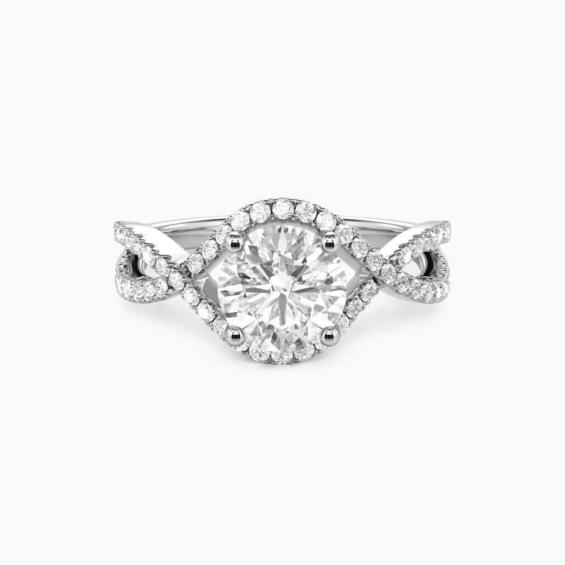"Vow of Two" Round Cut Halo Engagement Ring
