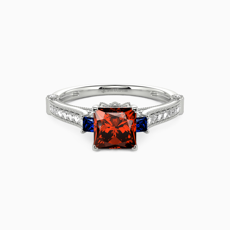 "Eyes For You" Princess Cut Side Stone Engagement Ring