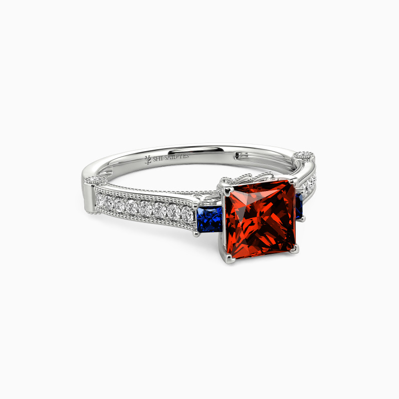 "Eyes For You" Princess Cut Side Stone Engagement Ring