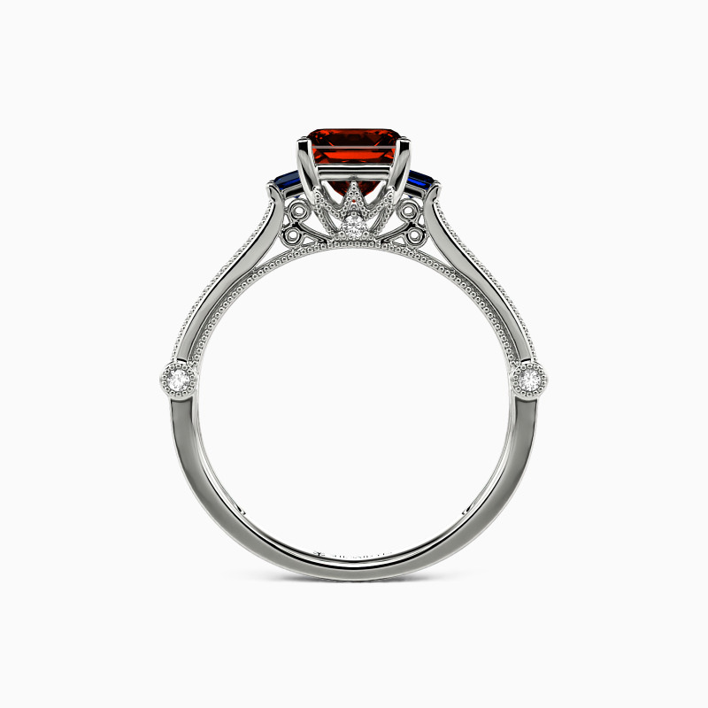 "Eyes For You" Princess Cut Side Stone Engagement Ring