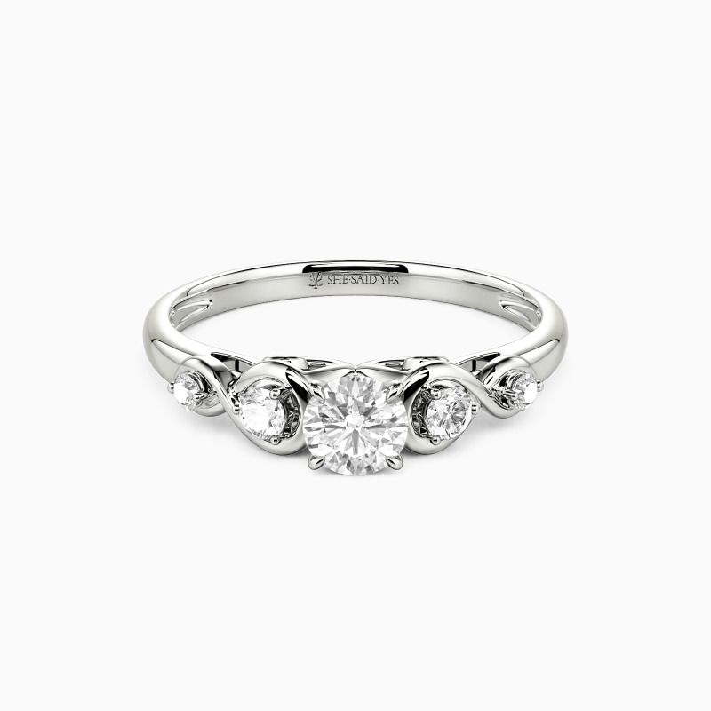 "Everlasting Love" 0.8ct Round Cut Side Stone Engagement Ring