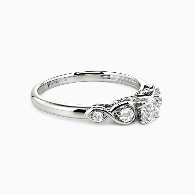 "Everlasting Love" 0.8ct Round Cut Side Stone Engagement Ring