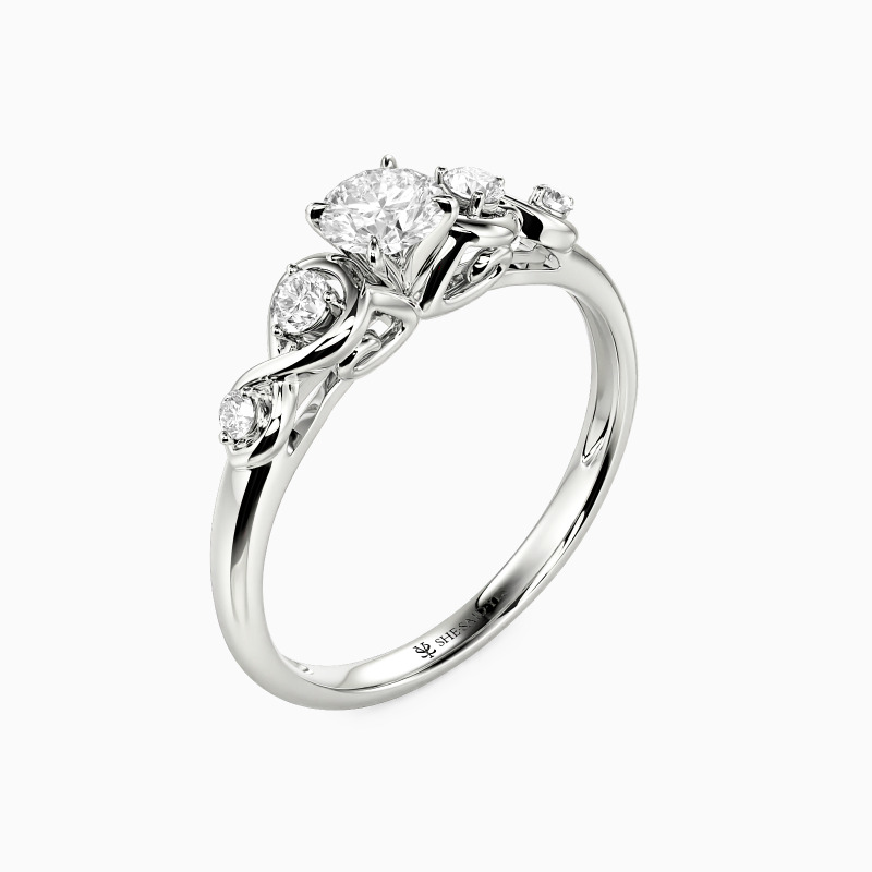 "Everlasting Love" 0.8ct Round Cut Side Stone Engagement Ring