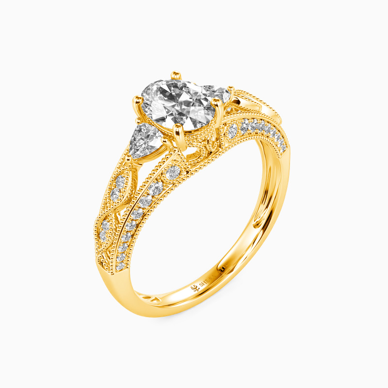 "My Love" Oval Cut Side Stone Engagement Ring