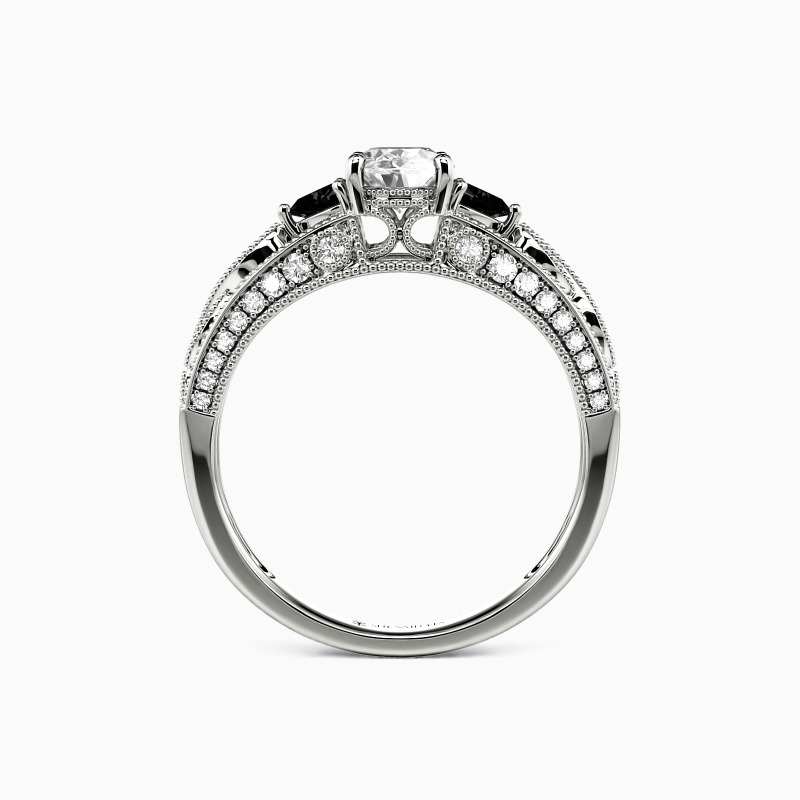 "My Love" Oval Cut Side Stone Engagement Ring