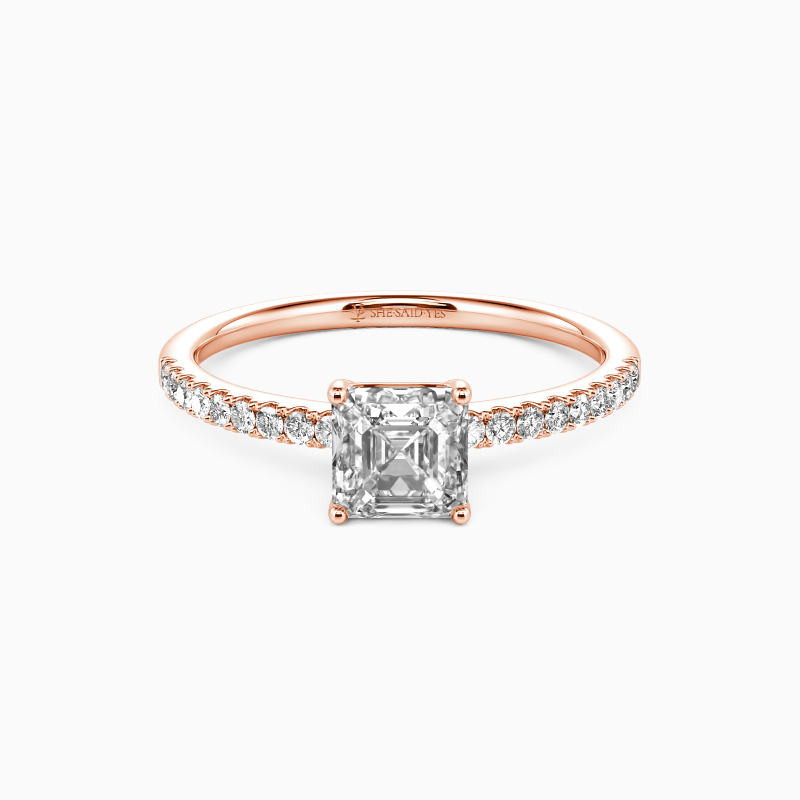 "My Queen" 3ct Asscher Cut Side Stone Engagement Ring