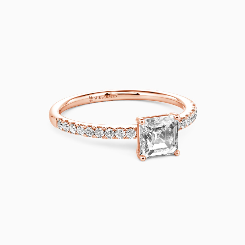 "My Queen" 3ct Asscher Cut Side Stone Engagement Ring