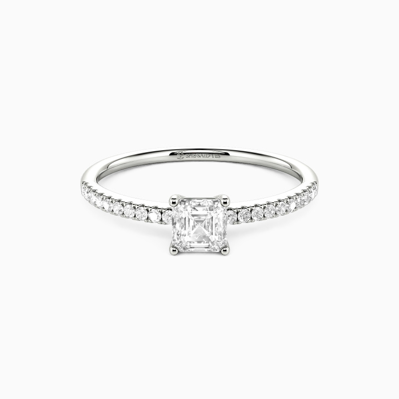 "My Queen" 0.35ct Asscher Cut Side Stone Engagement Ring