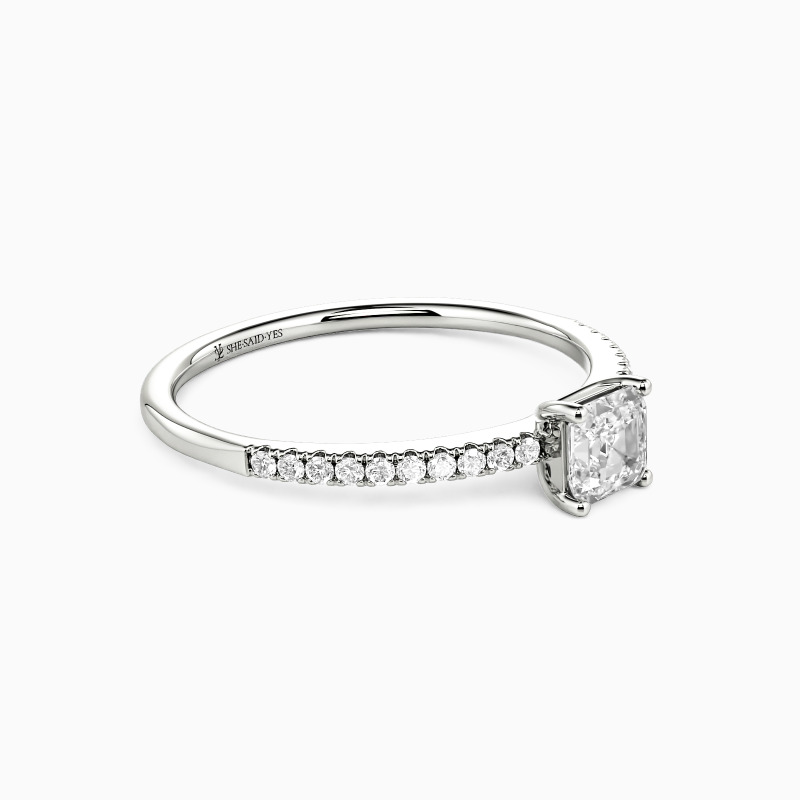 "My Queen" 0.8ct Asscher Cut Side Stone Engagement Ring