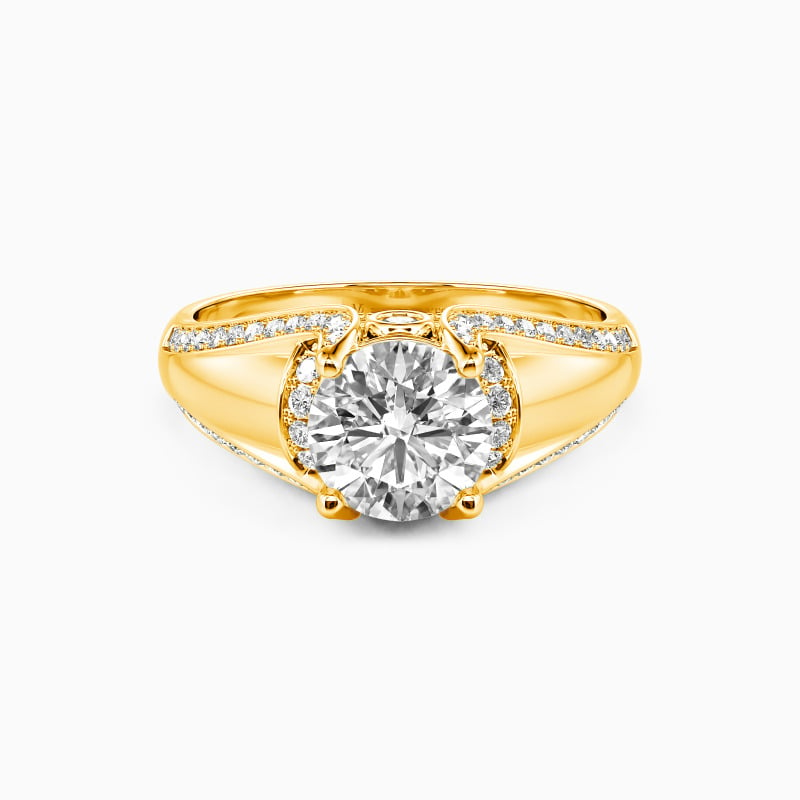 "Swear To My Love" Round Cut Side Stone Engagement Ring