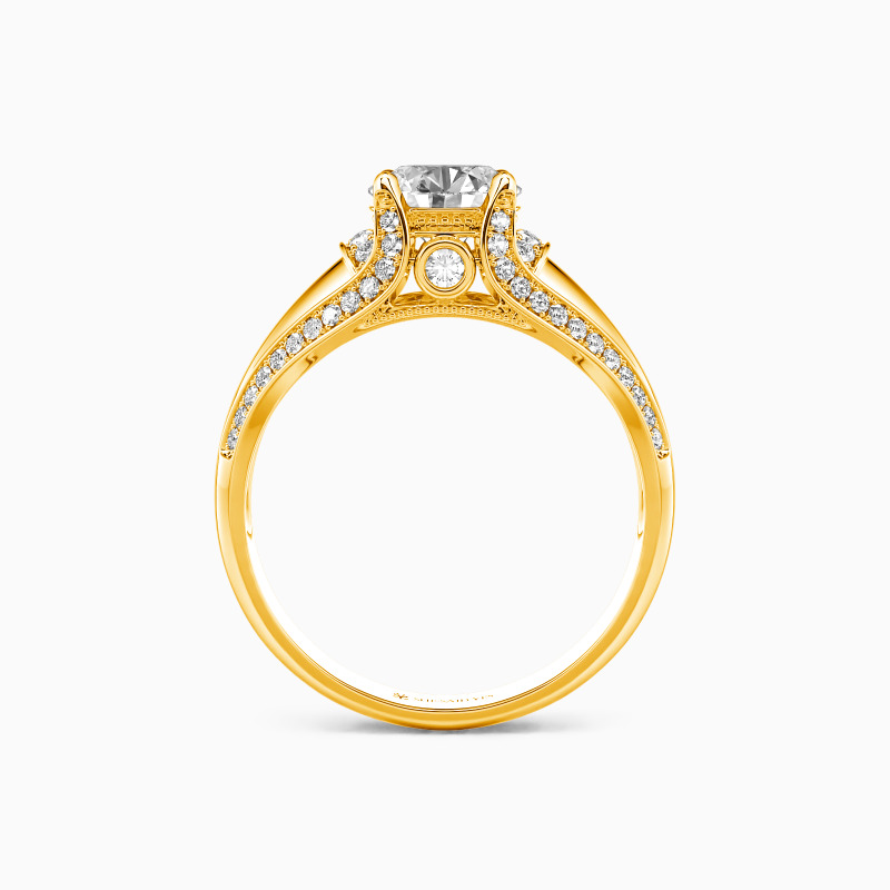 "Swear To My Love" Round Cut Side Stone Engagement Ring