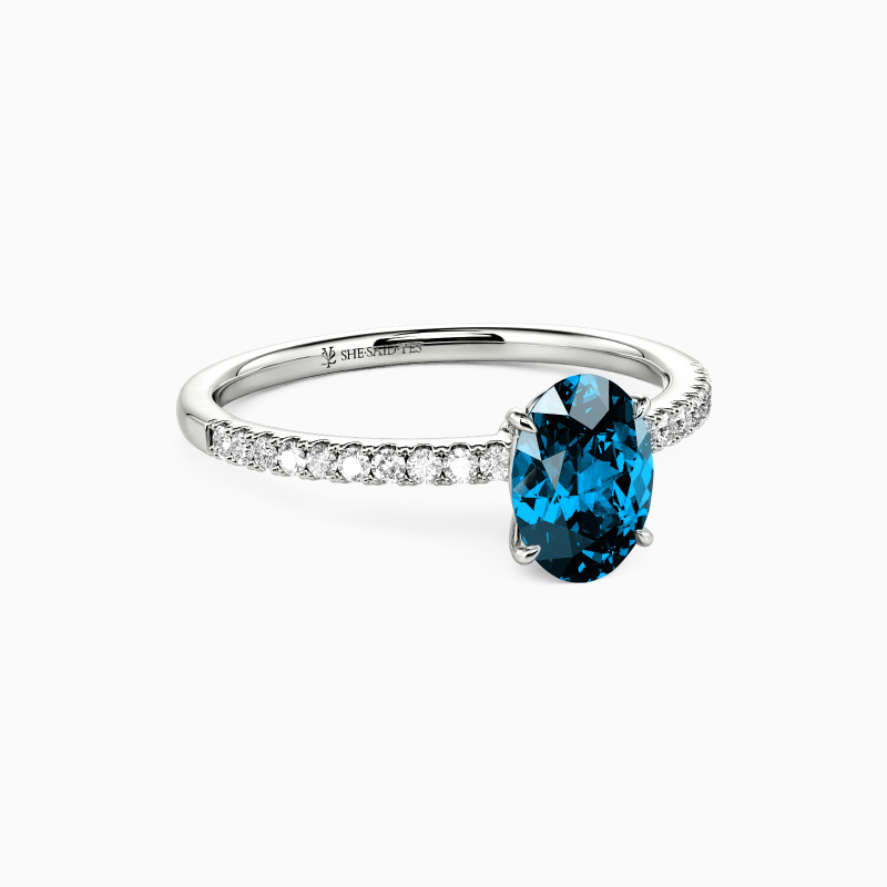 "Never Be Apart" 1.5ct Oval Cut Side Stone Engagement Ring