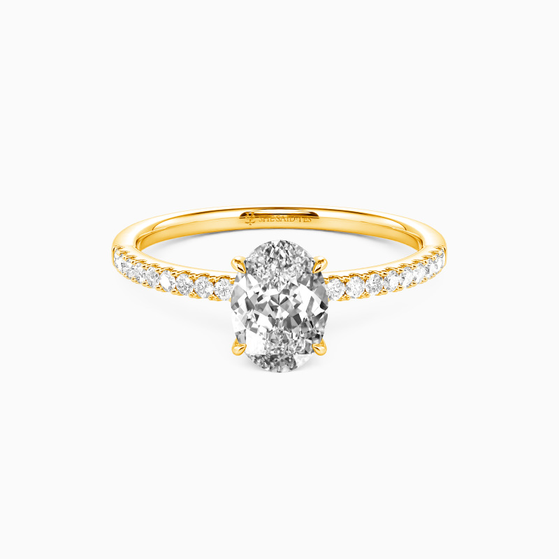 "Niemals getrennt" 1ct Oval Schliff Verlobungsring mit Seitensteinen