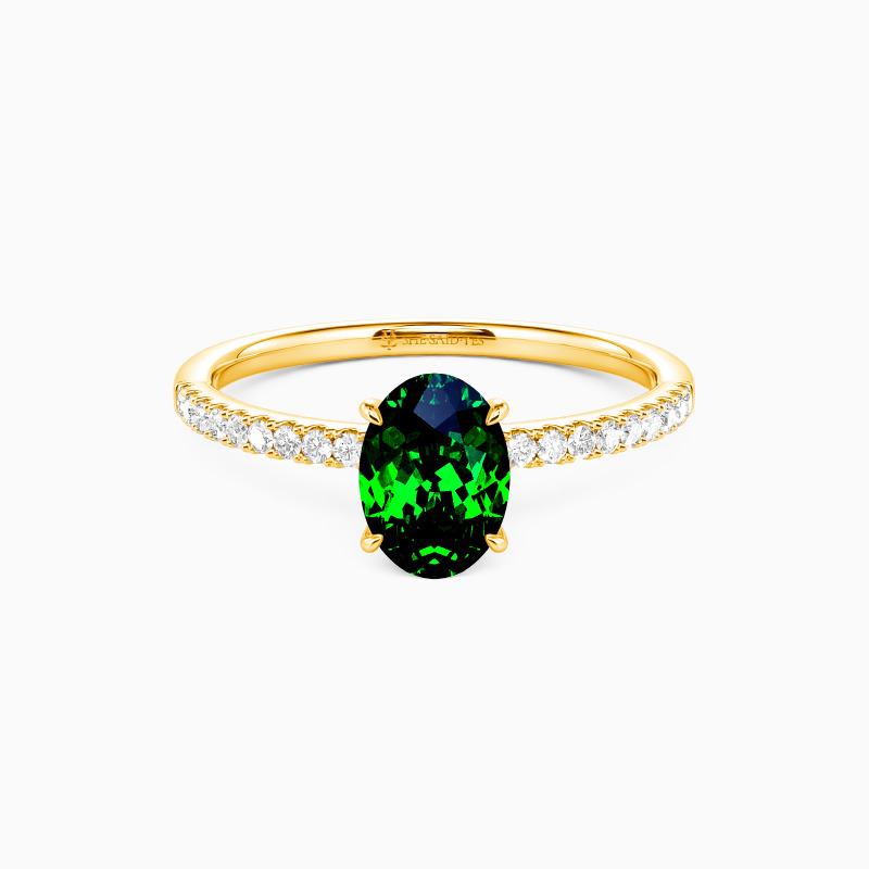 "Niemals getrennt" 1ct Oval Schliff Verlobungsring mit Seitensteinen