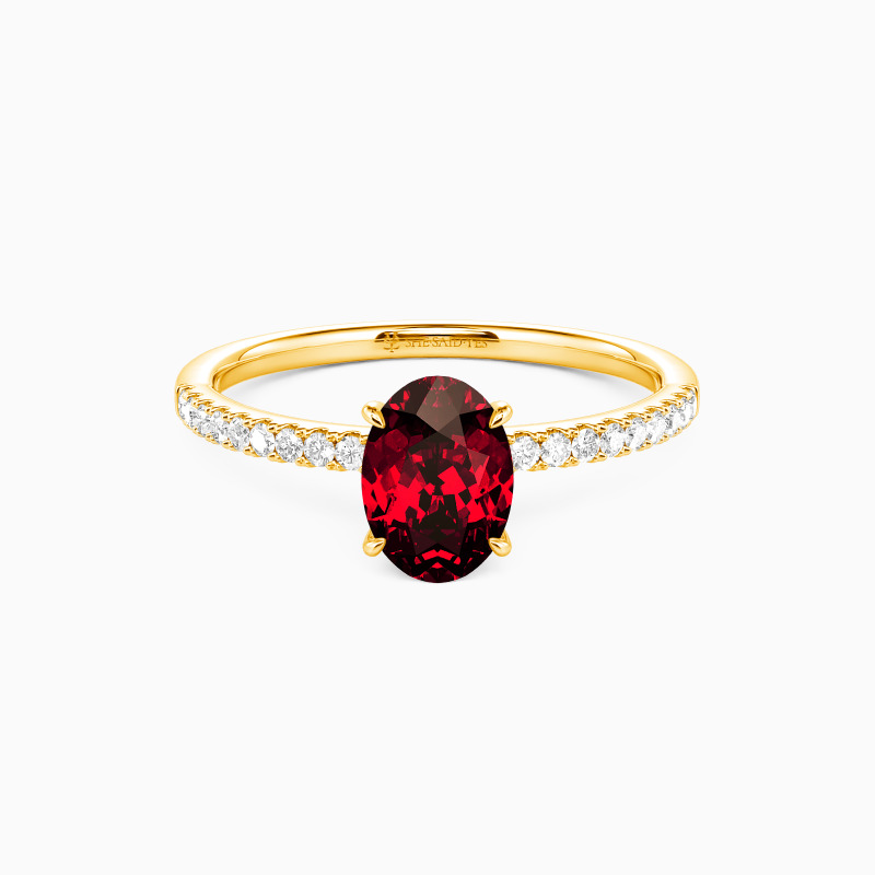 "Niemals getrennt" 1ct Oval Schliff Verlobungsring mit Seitensteinen