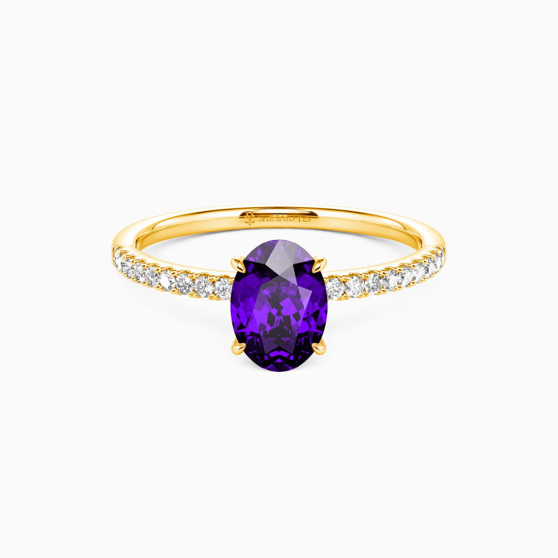 "Niemals getrennt" 1ct Oval Schliff Verlobungsring mit Seitensteinen