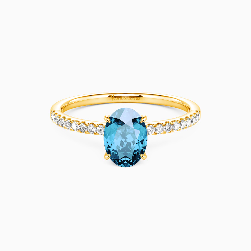 "Niemals getrennt" 1ct Oval Schliff Verlobungsring mit Seitensteinen