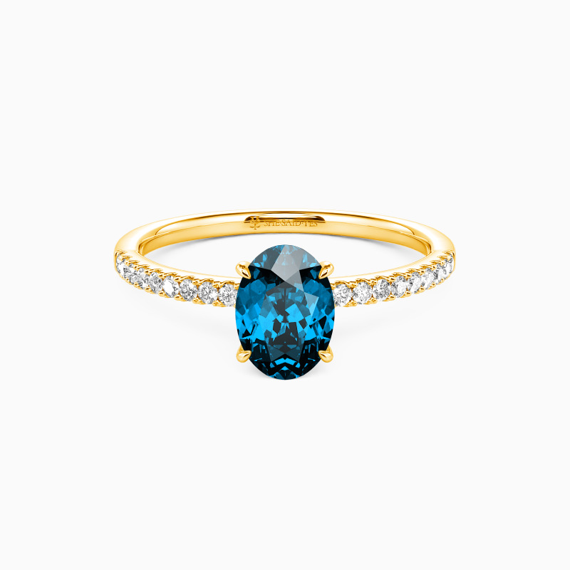 "Niemals getrennt" 1ct Oval Schliff Verlobungsring mit Seitensteinen