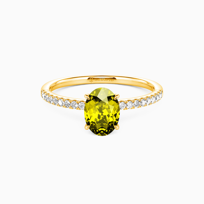 "Niemals getrennt" 1ct Oval Schliff Verlobungsring mit Seitensteinen