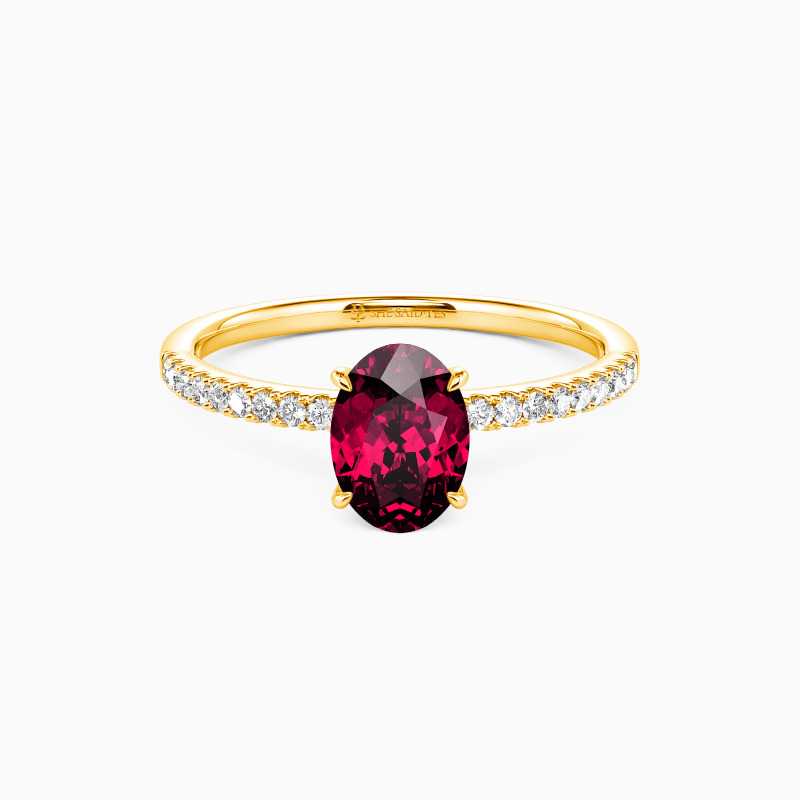 "Niemals getrennt" 1ct Oval Schliff Verlobungsring mit Seitensteinen