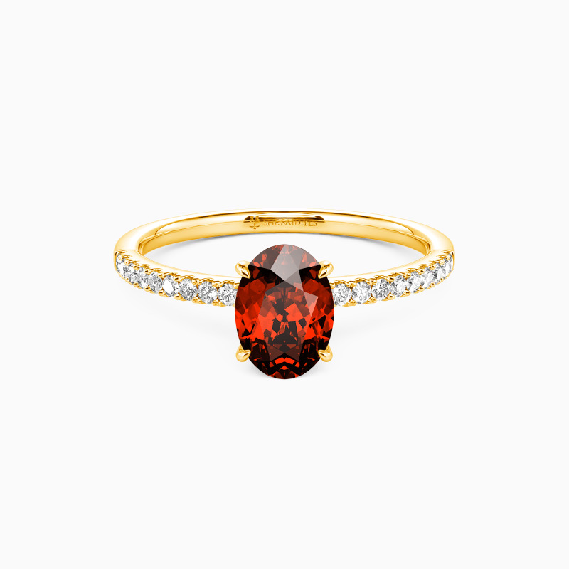 "Niemals getrennt" 1ct Oval Schliff Verlobungsring mit Seitensteinen