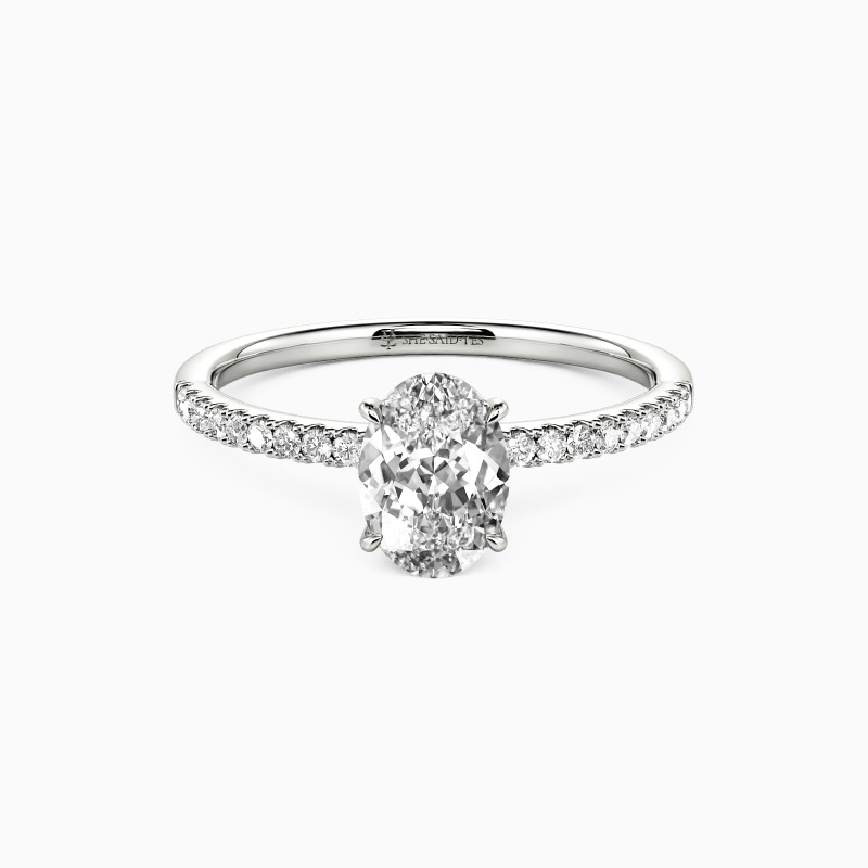 "Niemals getrennt" 1ct Oval Schliff Verlobungsring mit Seitensteinen