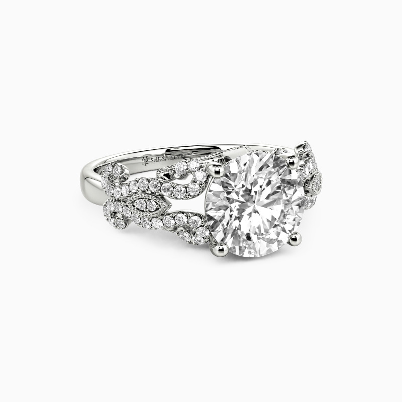 "Close To Me" Round Cut Side Stone Engagement Ring