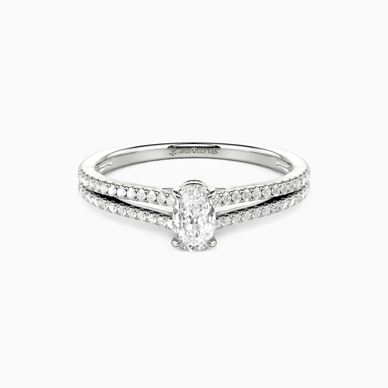 「静謐な輝き」 0.3ct オーバルカット サイドストーン婚約指輪