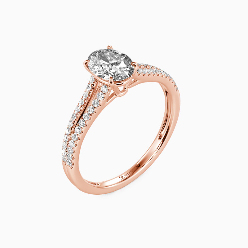 "You & Me" Oval Cut Side Stone Engagement Ring