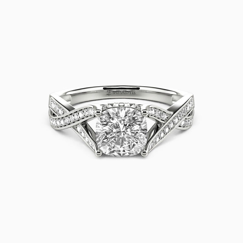 "Light Up My Heart" Cushion Cut Side Stone Engagement Ring
