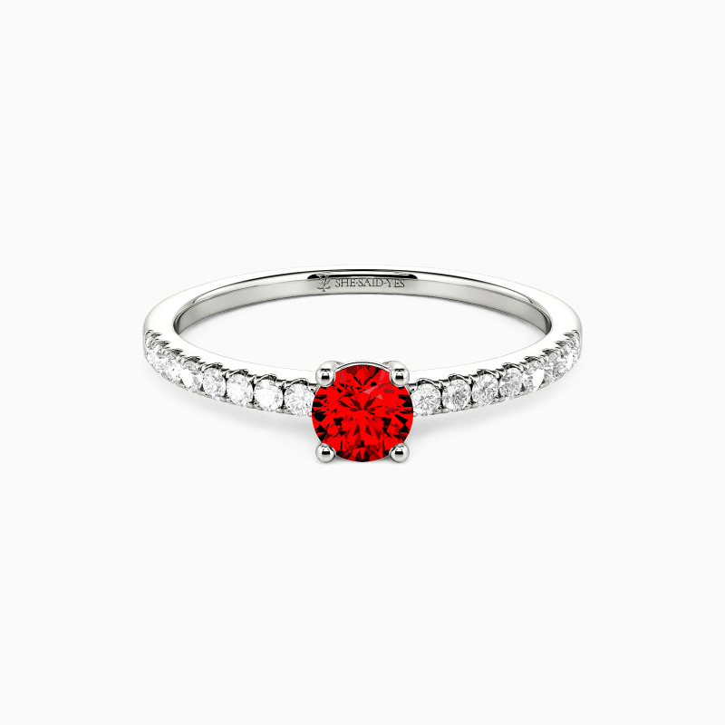 "Love Is Light" 0.3ct Round Cut Side Stone Engagement Ring