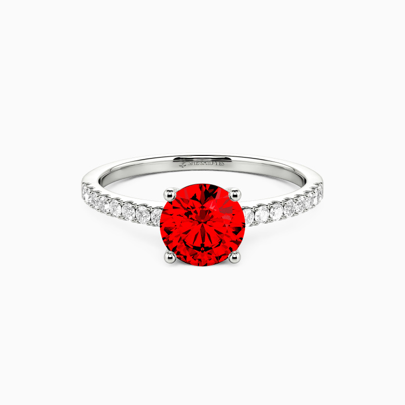 "Love Is Light" 1ct Round Cut Side Stone Engagement Ring