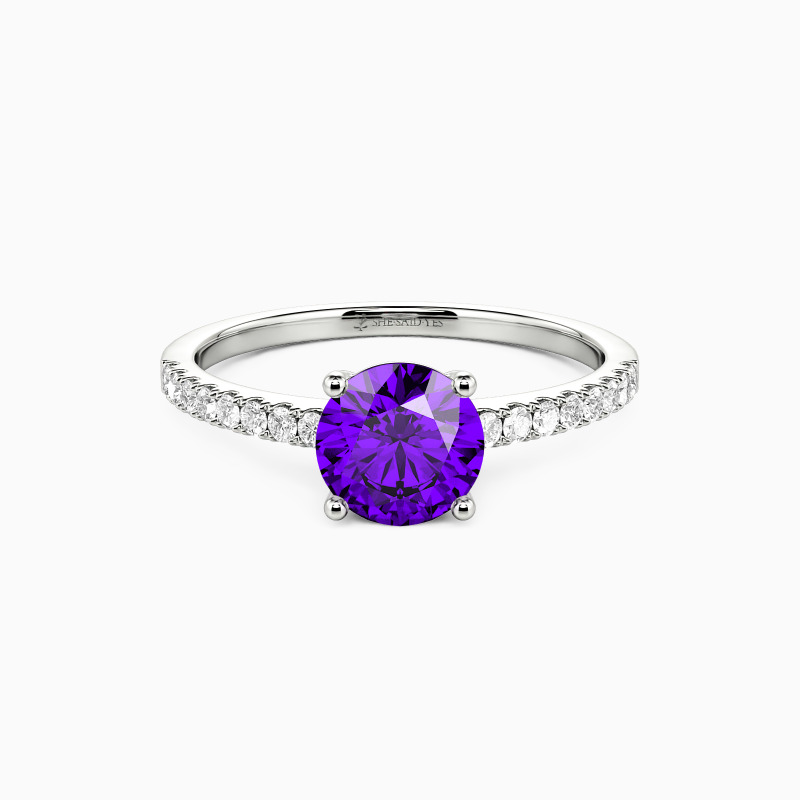 "Love Is Light" 1ct Round Cut Side Stone Engagement Ring