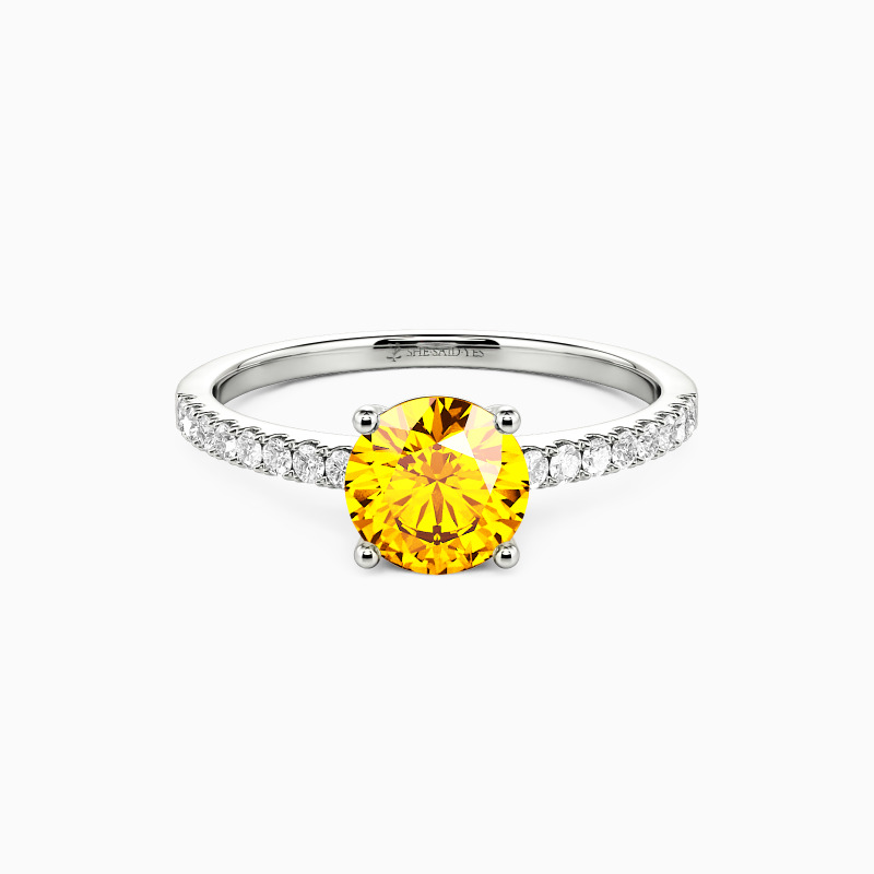 "Love Is Light" 1ct Round Cut Side Stone Engagement Ring