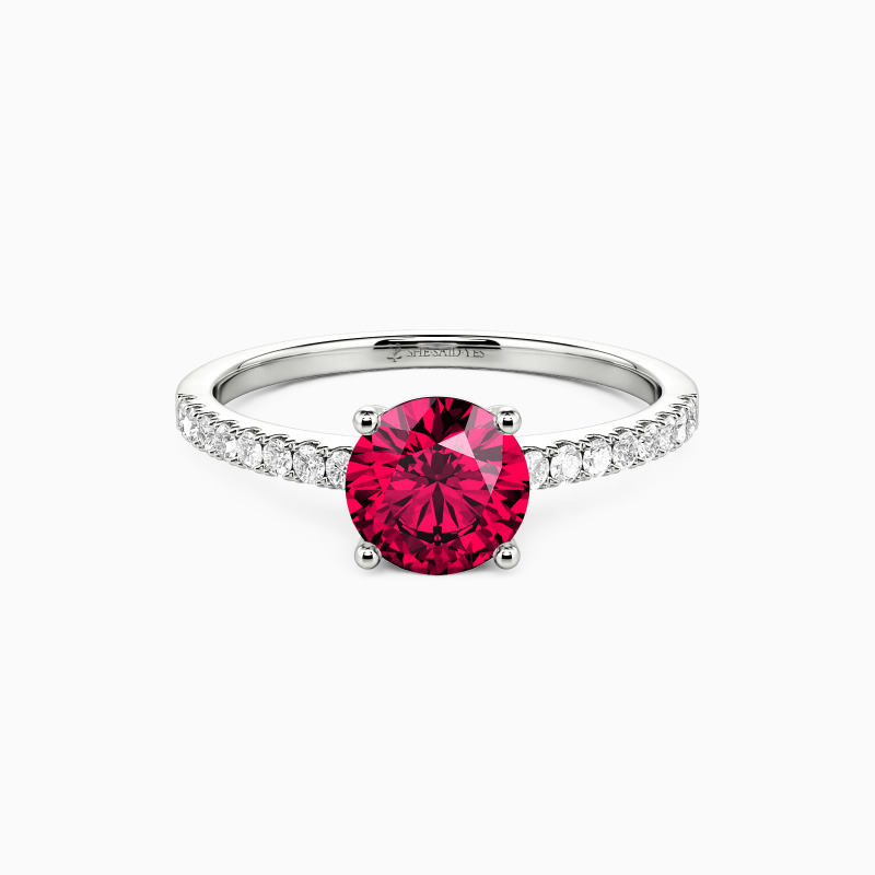 "Love Is Light" 1ct Round Cut Side Stone Engagement Ring