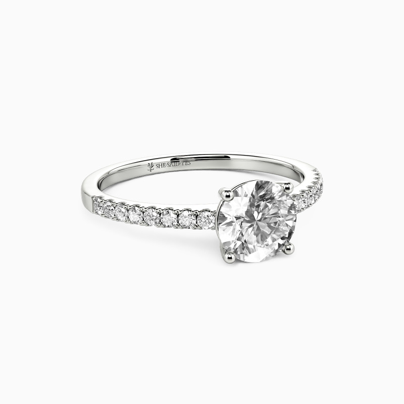"Love is Light" 1ct Round Cut Side Stone Engagement Ring