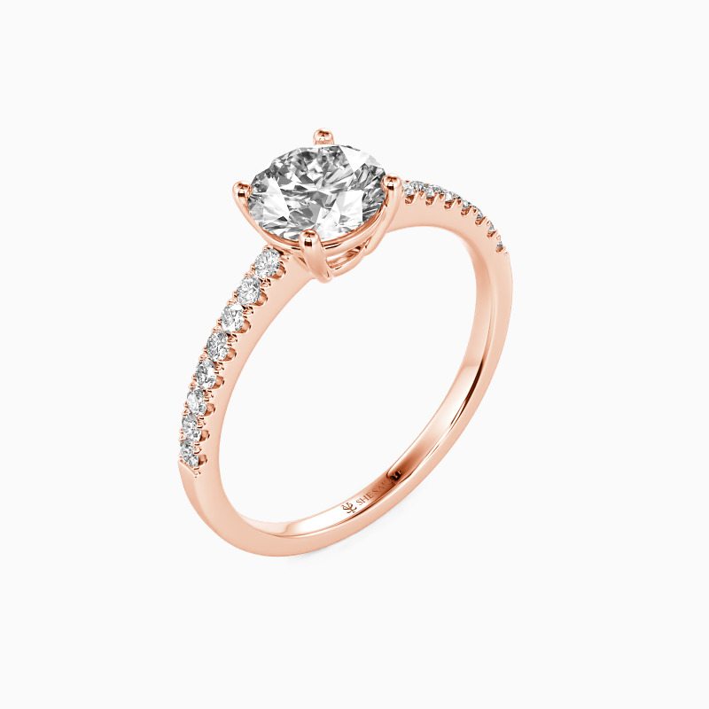 "Love is Light" 1ct Round Cut Side Stone Engagement Ring