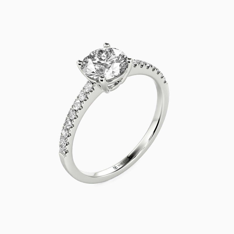 "Love is Light" 1ct Round Cut Side Stone Engagement Ring