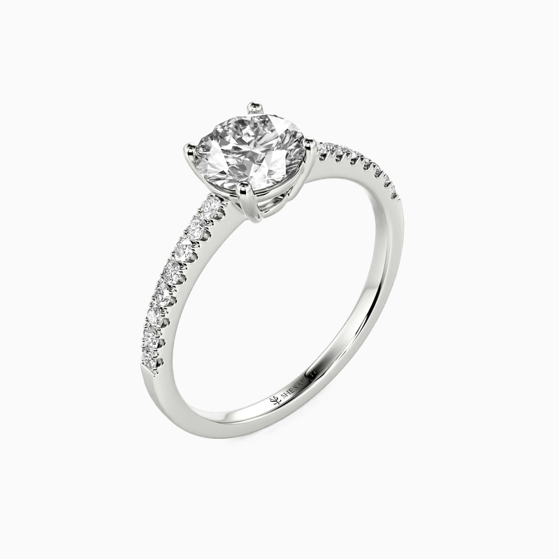"Love is Light" Round Cut Side Stone Engagement Ring