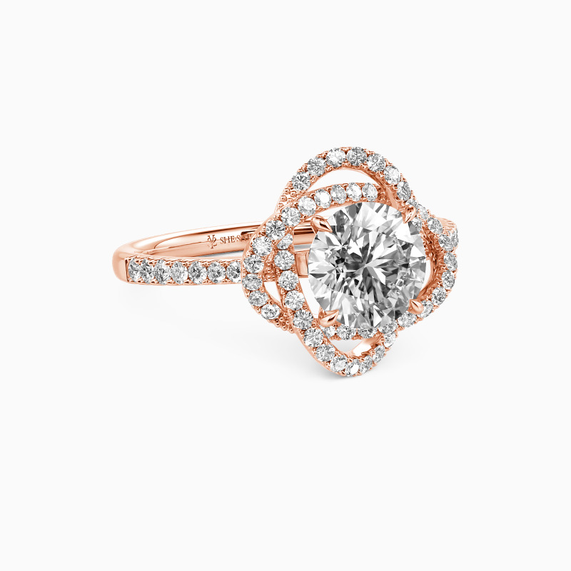 "Seal Of Love" Round Cut Side Stone Engagement Ring