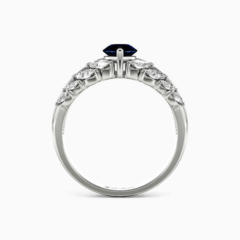 "Frozen Love" Marquise Cut Side Stone Engagement Ring