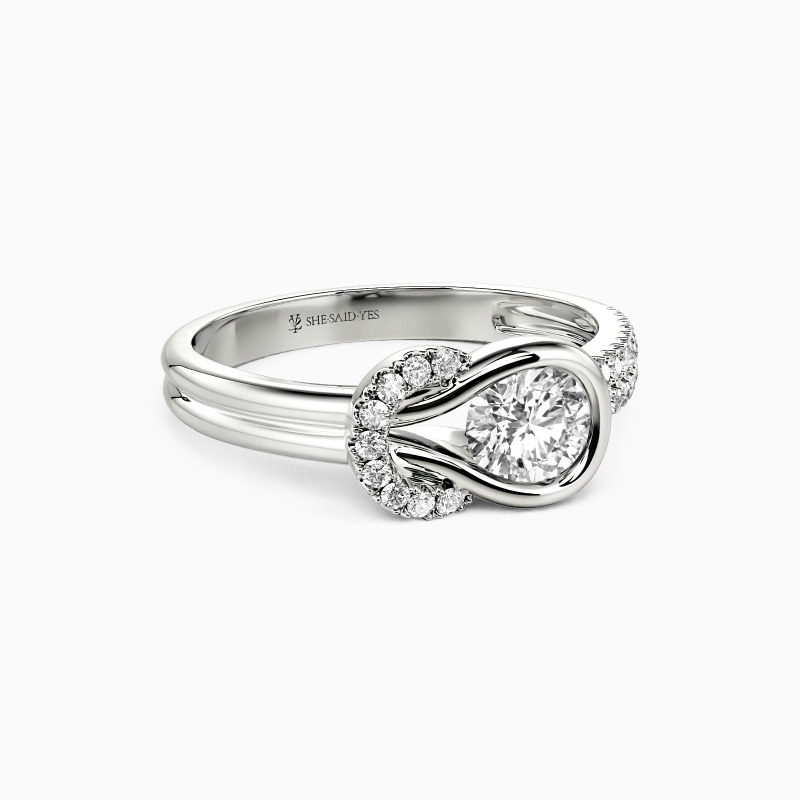 "Endless Treasure" Round Cut Side Stone Engagement Ring